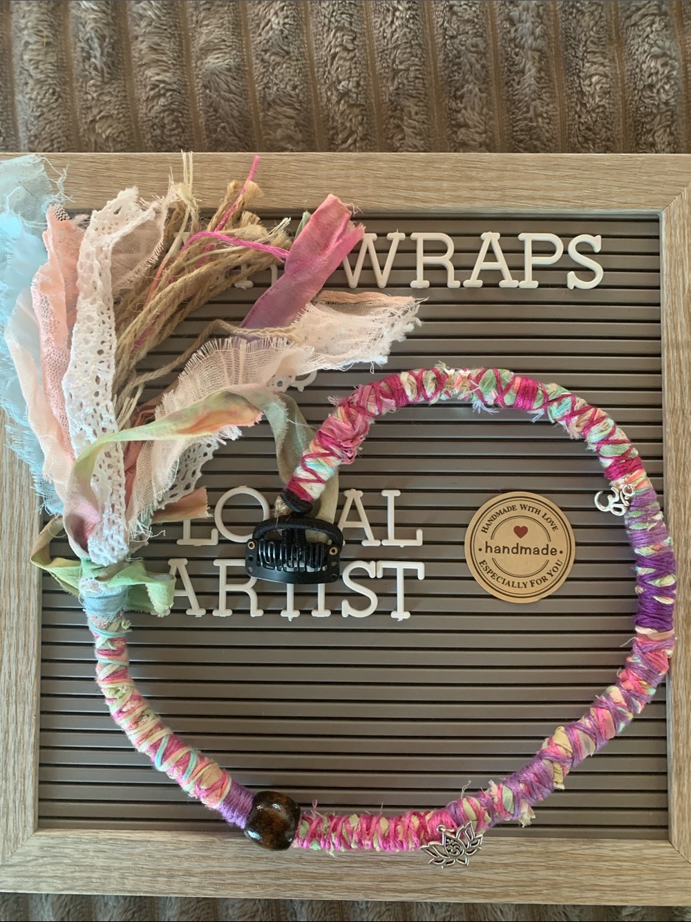 Handmade Artisan Colorful Hair Wraps - Pink & Purple